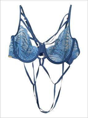 FIORENTINA Plumbago Lace And Straps Underwired Sheer Bra Size 38C
